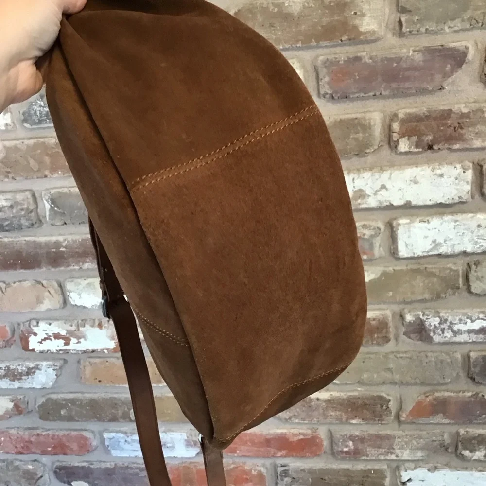 HARBOUR 2ND Women's Brown Suede Leather Moon Crescent Bag